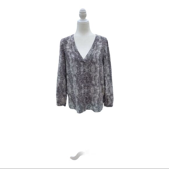 Joie Silk Long Sleeve Black Cream Animal Print - Picture 1 of 5